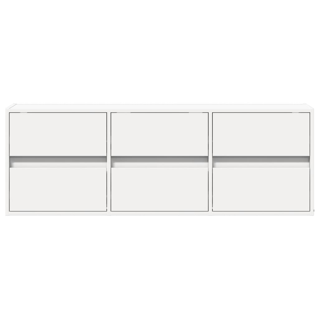Comodă TV de perete cu lumini LED, alb, 130x31x45 cm