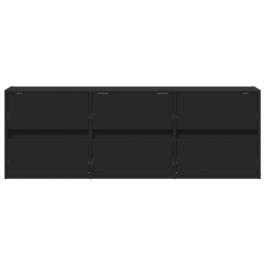 Dulap TV de perete cu lumini LED negru 130x31x45 cm