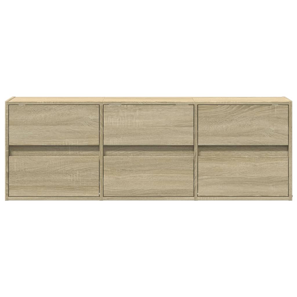 Comodă TV de perete cu lumini LED, stejar sonoma, 130x31x45 cm
