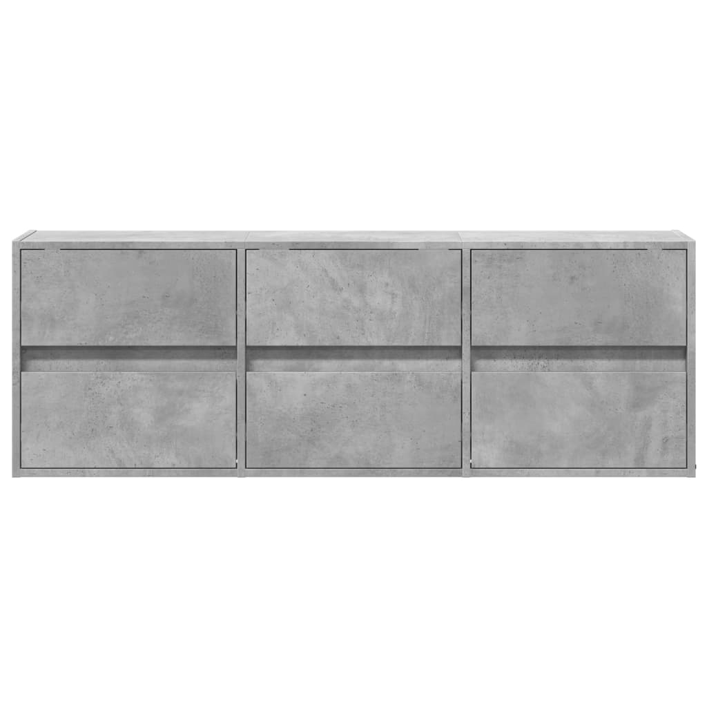 Comodă TV de perete cu lumini LED, gri beton, 130x31x45 cm