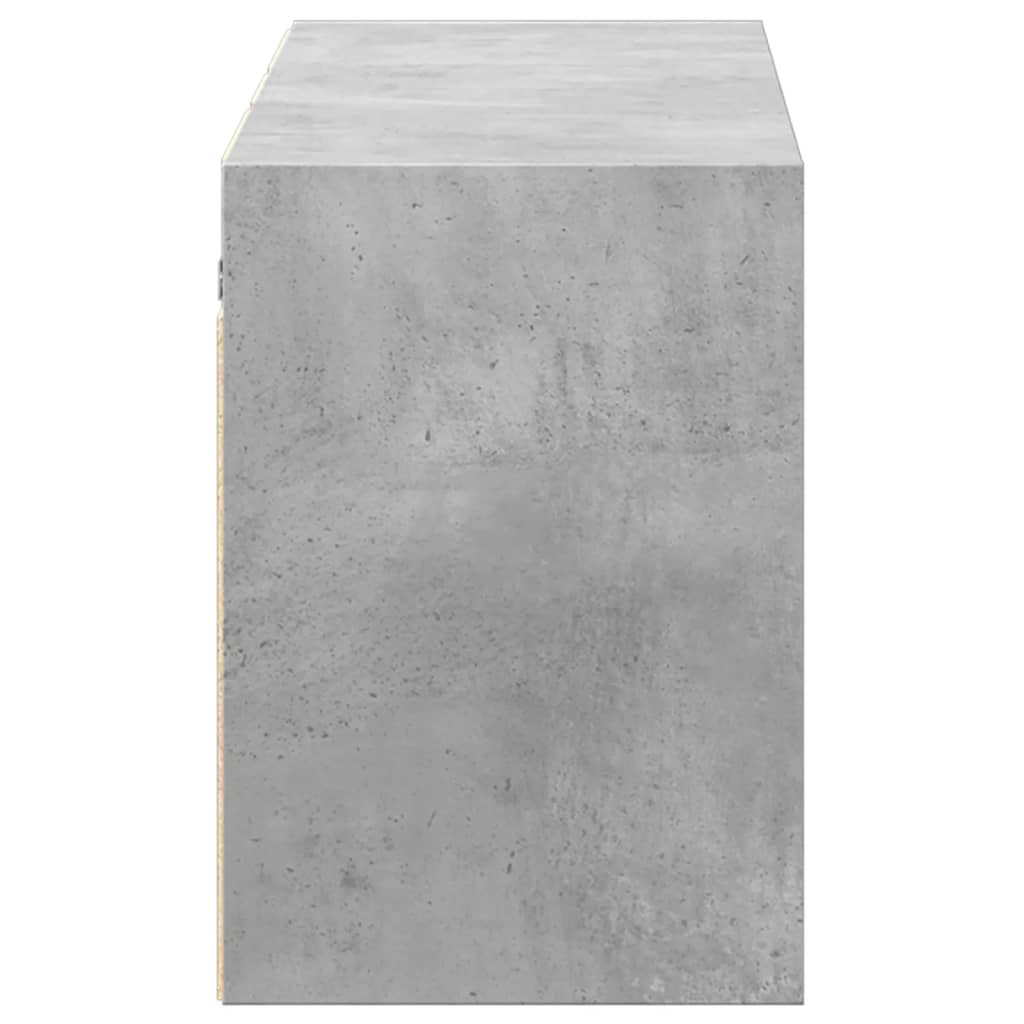 Comodă TV de perete cu lumini LED, gri beton, 130x31x45 cm