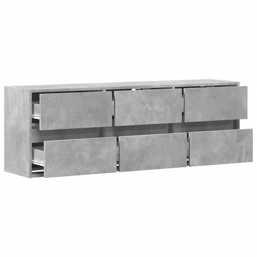 Comodă TV de perete cu lumini LED, gri beton, 130x31x45 cm