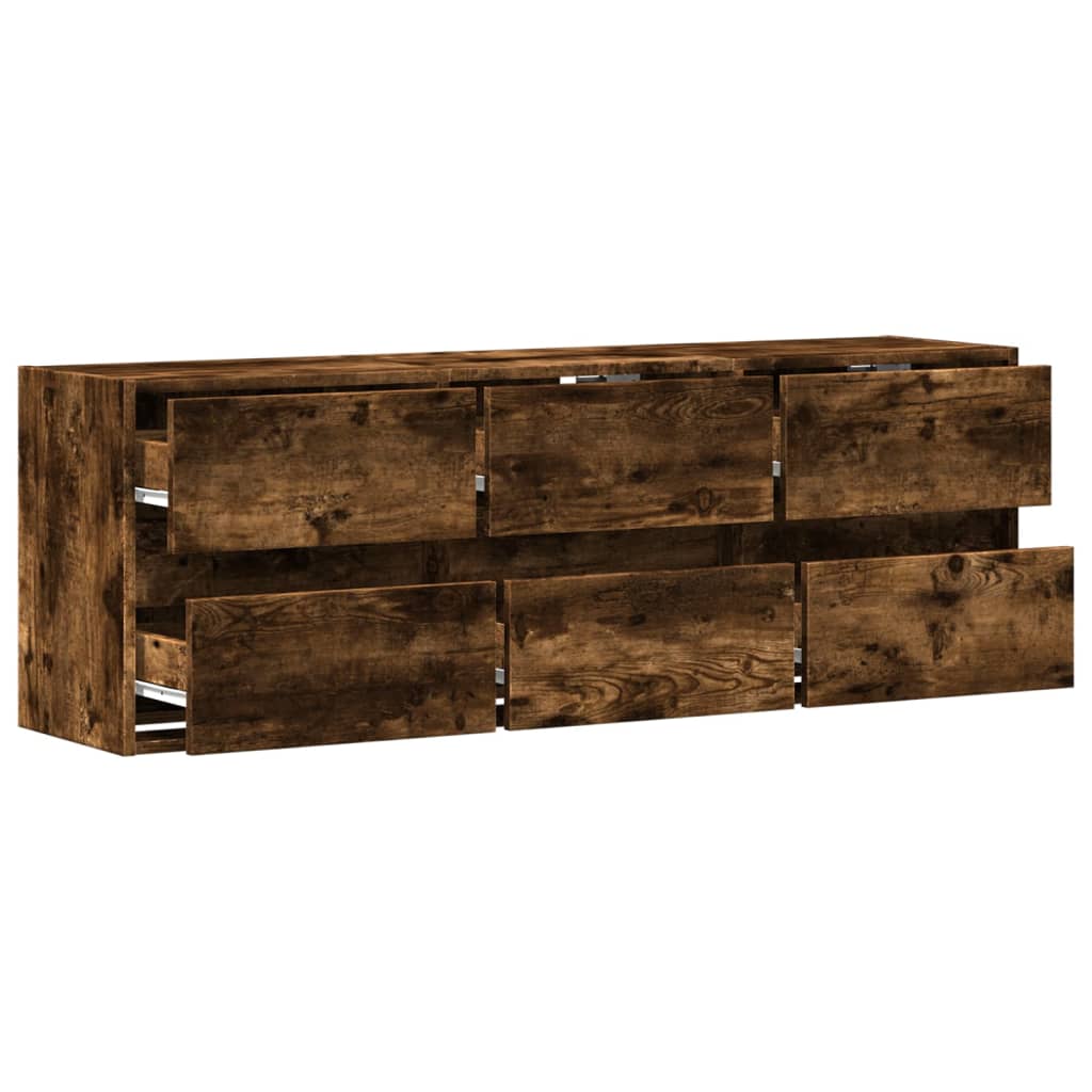Comodă TV de perete cu lumini LED, stejar fumuriu, 130x31x45 cm