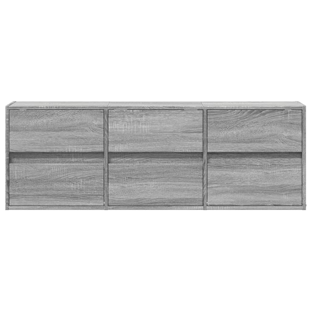 Comodă TV de perete cu lumini LED, gri sonoma, 130x31x45 cm