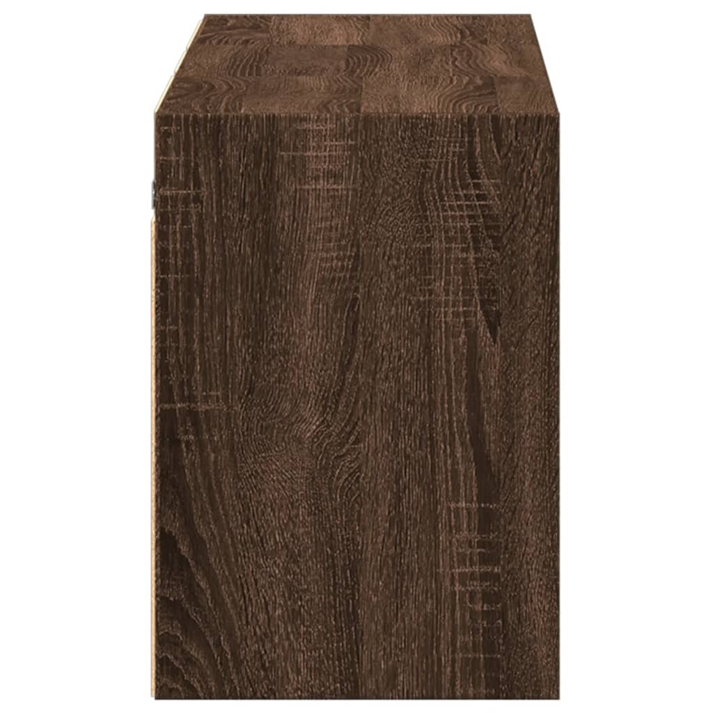 Comodă TV de perete cu lumini LED, stejar maro, 130x31x45 cm