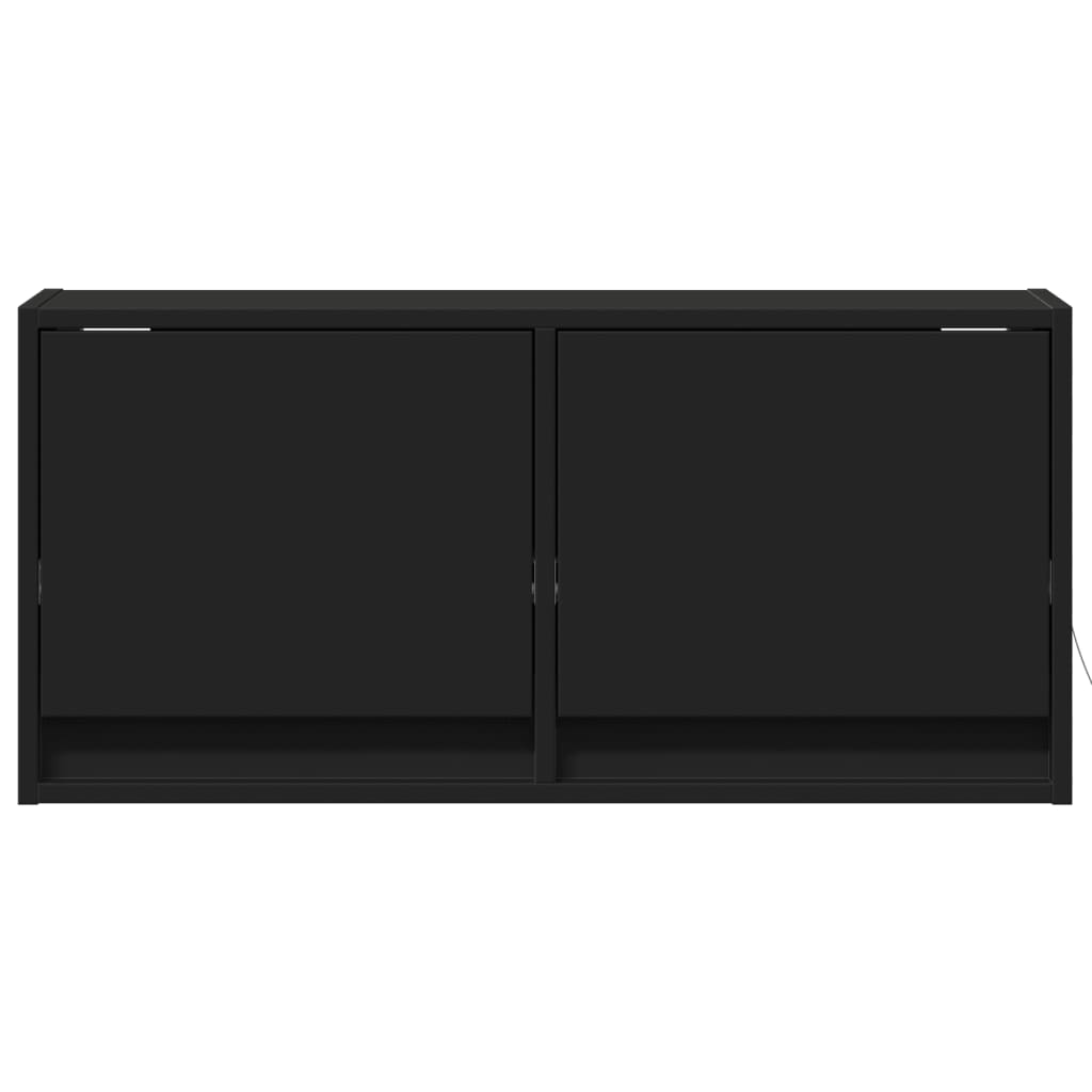 Dulap TV de perete cu lumini LED negru 80x31x38 cm