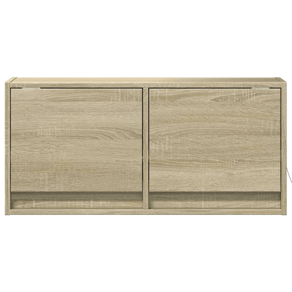 Comodă TV de perete cu lumini LED, stejar sonoma, 80x31x38 cm