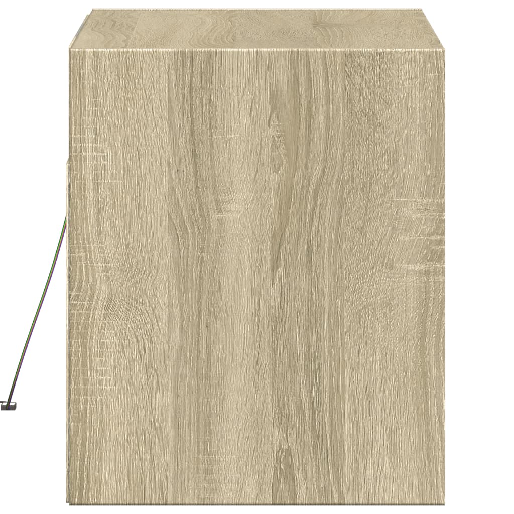 Comodă TV de perete cu lumini LED, stejar sonoma, 80x31x38 cm