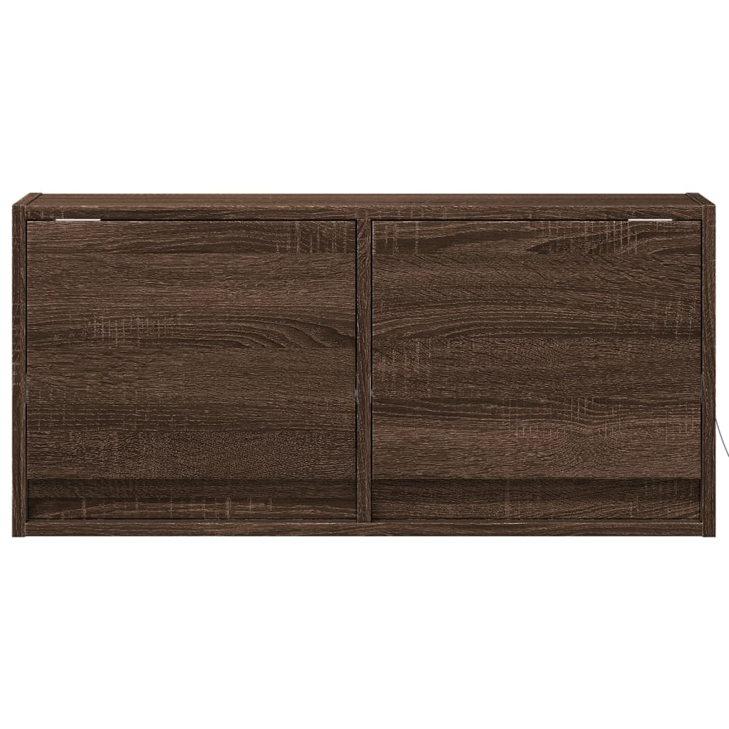 Comodă TV de perete cu lumini LED, stejar maro, 80x31x38 cm