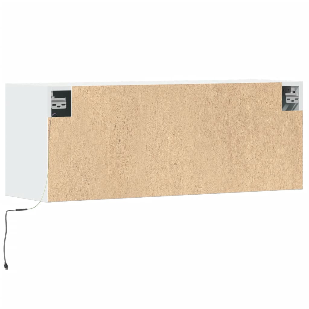 Comodă TV de perete cu lumini LED, alb, 100x31x38 cm