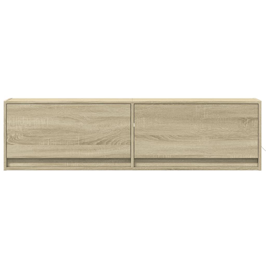 Comodă TV de perete cu lumini LED, stejar sonoma, 140x31x38 cm