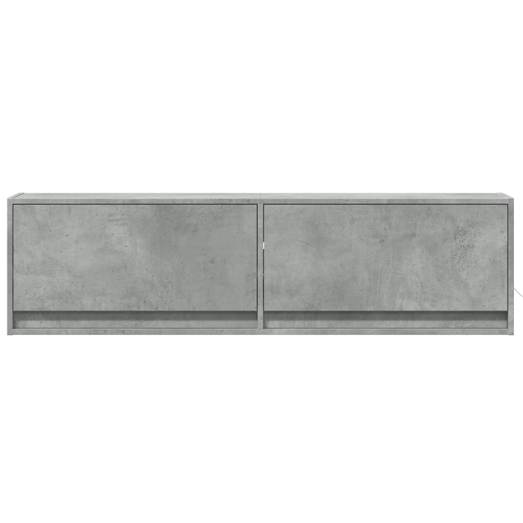 Comodă TV de perete cu lumini LED, gri beton, 140x31x38 cm