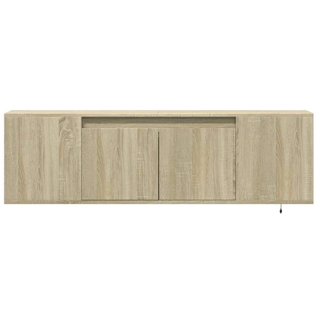 Dulap TV de perete cu lumini LED, stejar sonoma, 135x31x39,5 cm