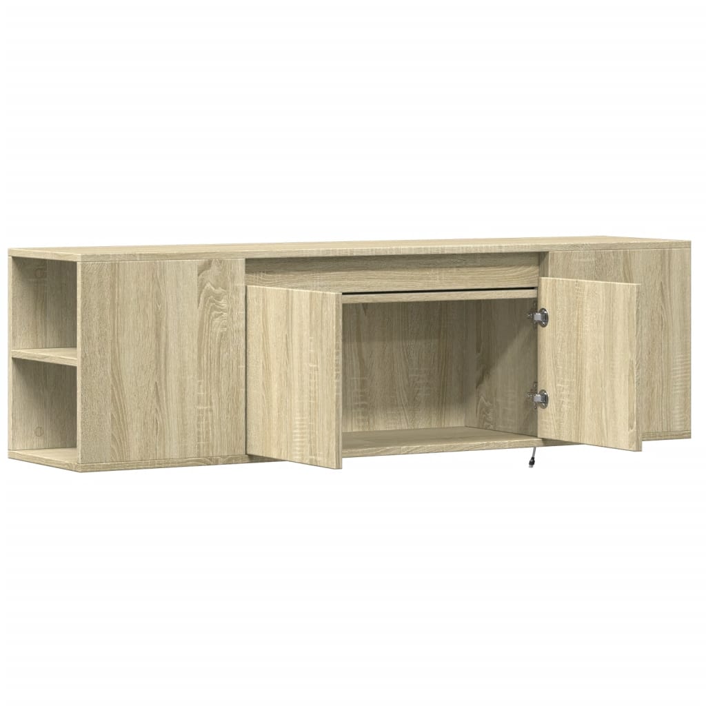 Dulap TV de perete cu lumini LED, stejar sonoma, 135x31x39,5 cm
