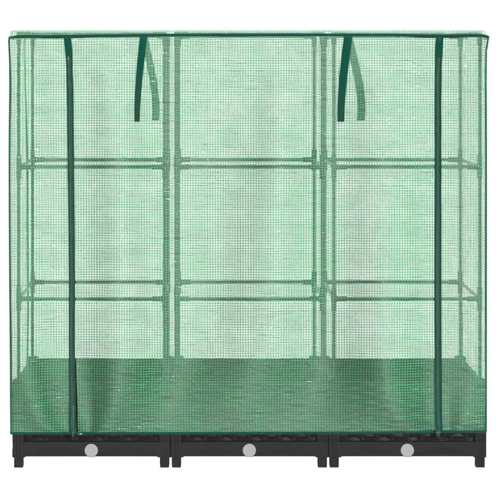 Strat înălțat cu husă de seră, aspect ratan, 120x40x123 cm