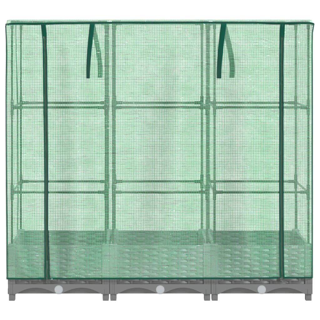Strat înălțat cu husă de seră, aspect ratan, 120x40x123 cm
