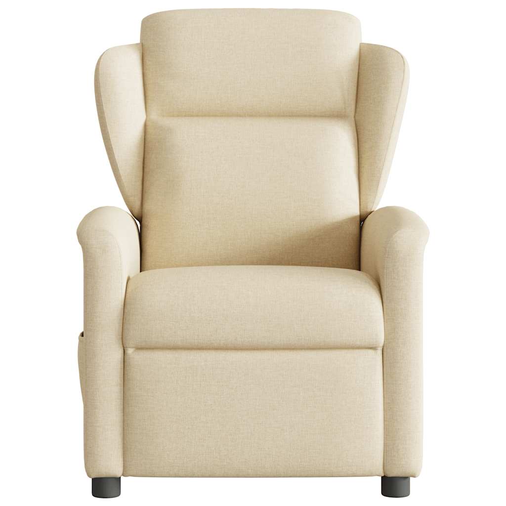 Fotoliu rabatabil de masaj, crem, material textil