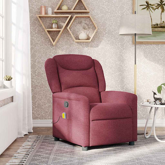 Fotoliu de masaj rabatabil, roșu vin, material textil