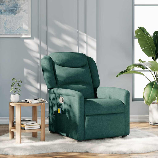 Fotoliu de masaj rabatabil, verde închis, material textil