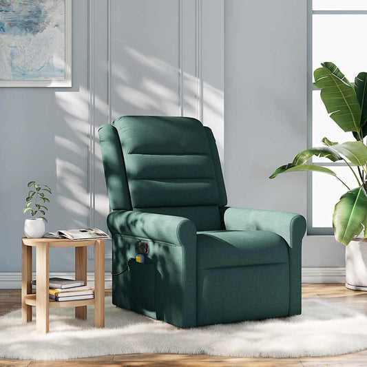 Fotoliu de masaj rabatabil, verde închis, material textil