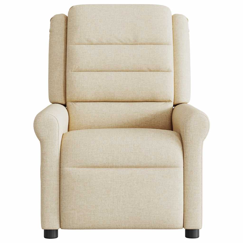 Fotoliu rabatabil de masaj, crem, material textil