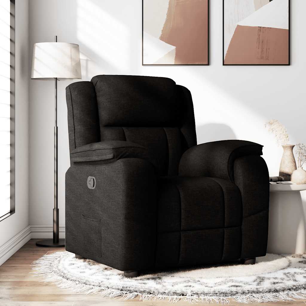 Fotoliu rabatabil, negru, material textil
