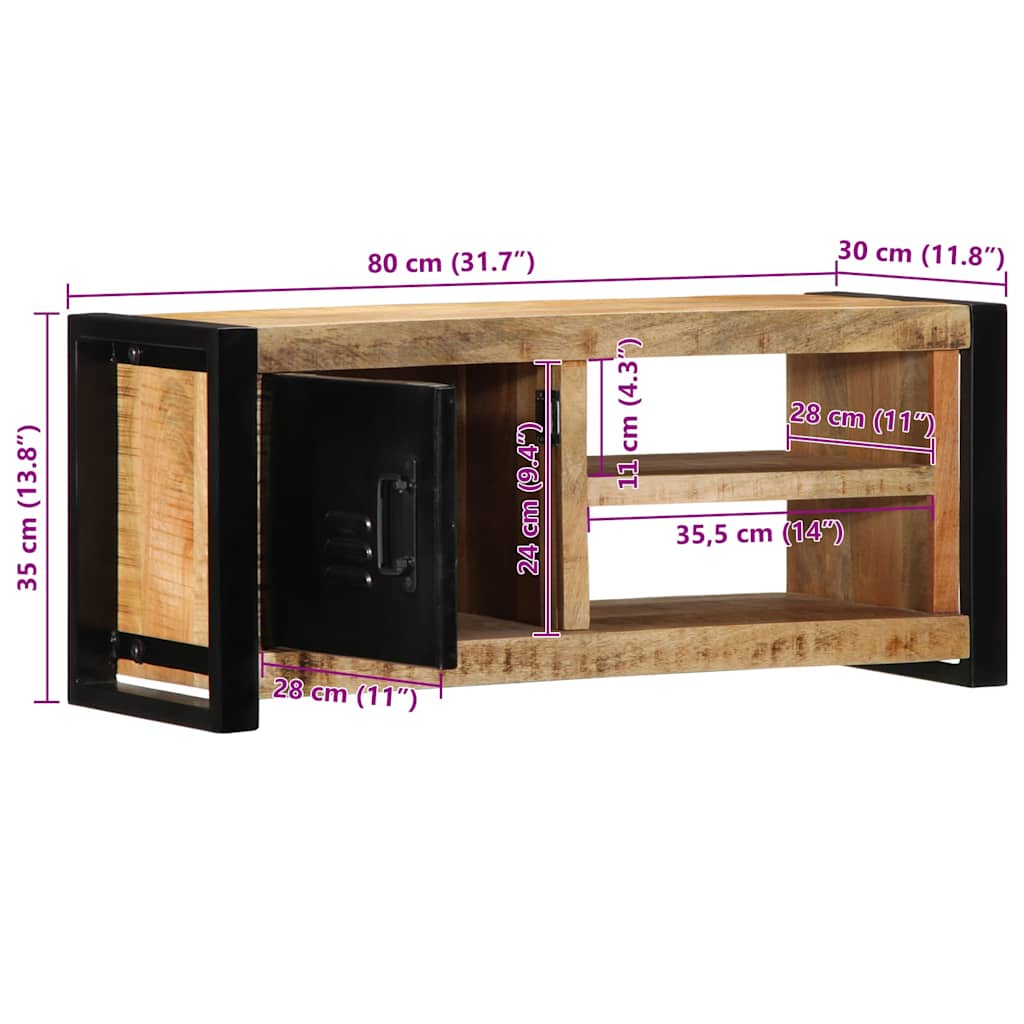Dulap TV 80x30x35 cm lemn masiv de mango