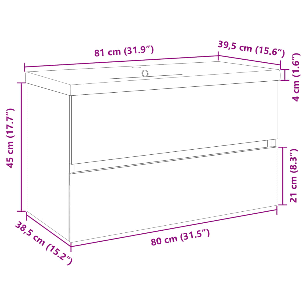 Set mobilier de baie, 2 piese, ceramică și lemn prelucrat