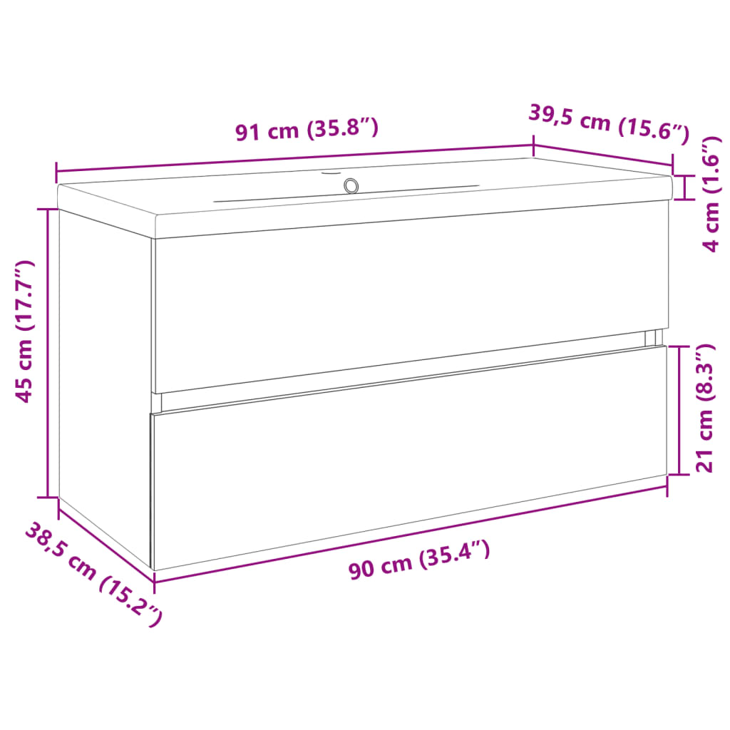 Set mobilier de baie, 2 piese, ceramică și lemn prelucrat