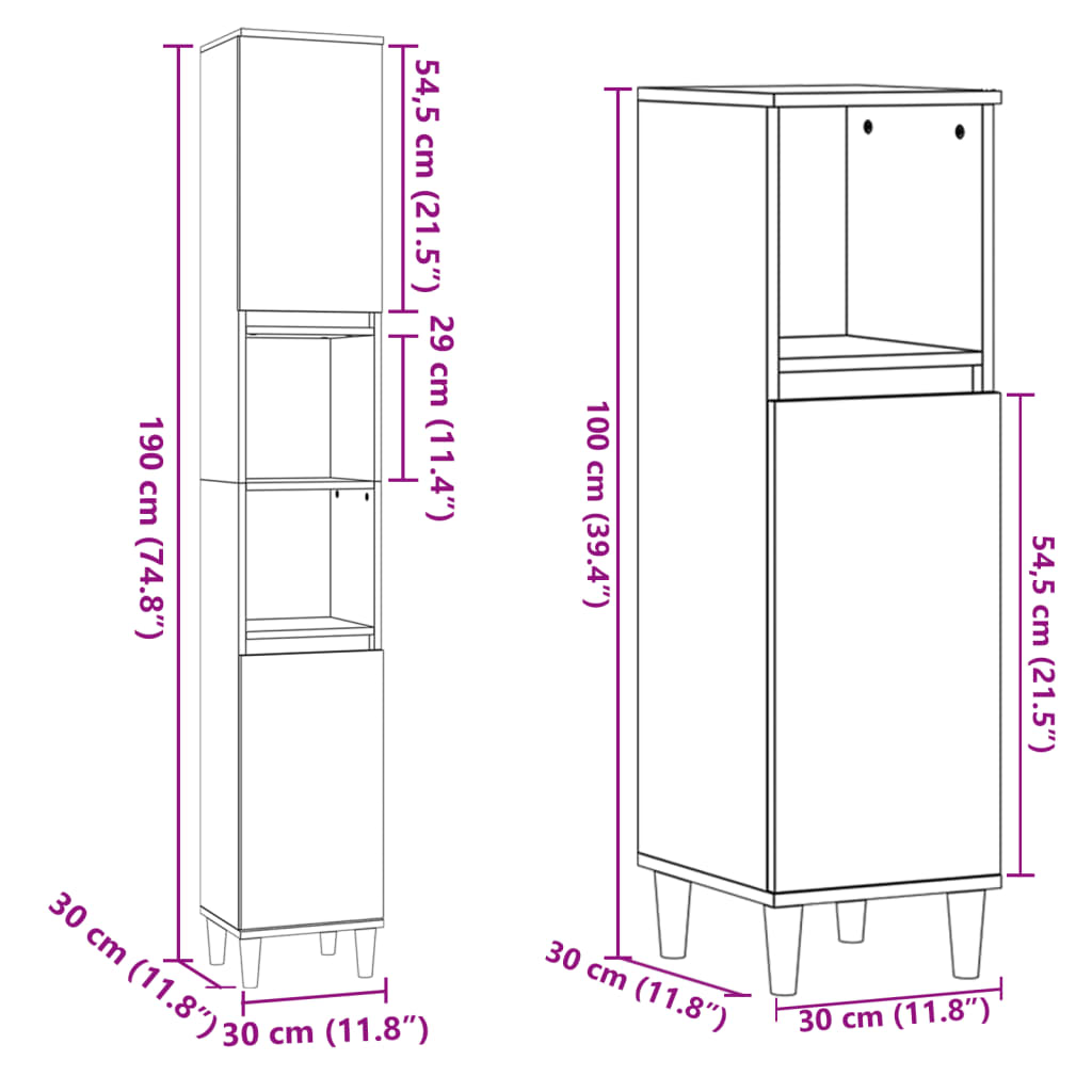 Set mobilier de baie, 3 piese, stejar sonoma, lemn prelucrat