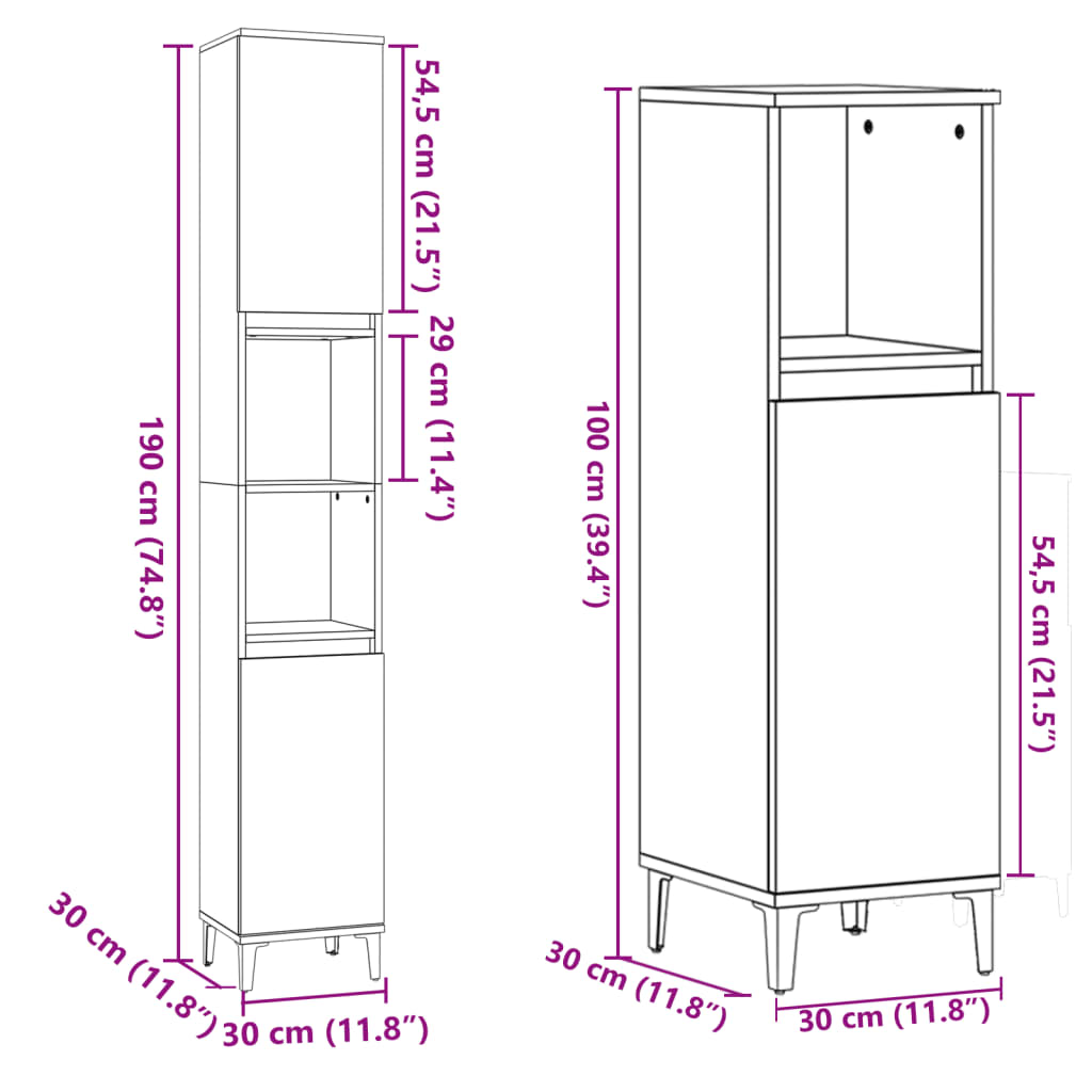 Set mobilier de baie, 3 piese, stejar sonoma, lemn prelucrat