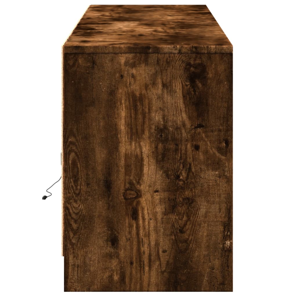 Dulap TV cu LED, stejar fumuriu, 180x34x50 cm, lemn prelucrat