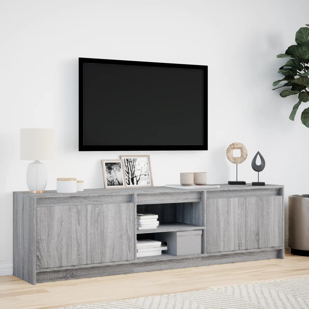 Dulap TV cu LED, gri sonoma, 180x34x50 cm, lemn prelucrat
