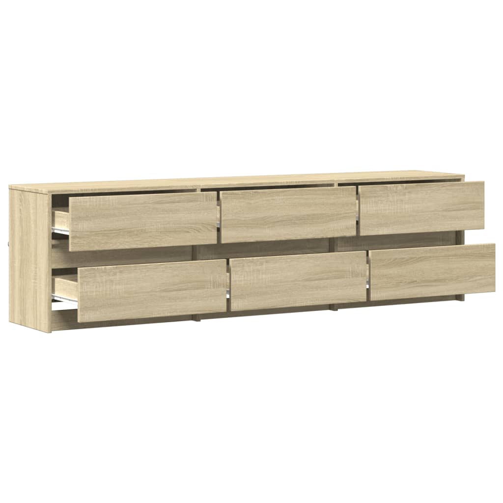 Dulap TV cu LED, stejar sonoma, 180x34x50 cm, lemn prelucrat