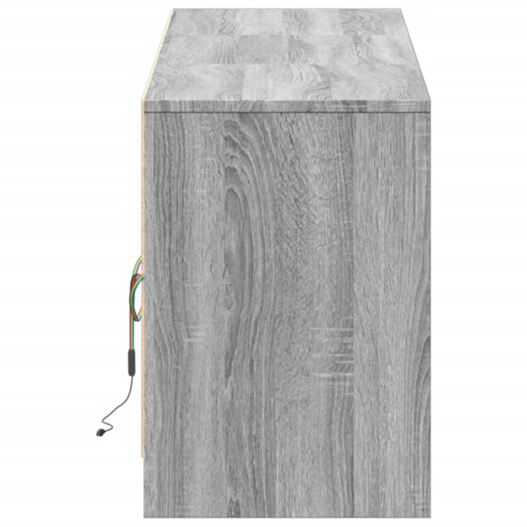 Dulap TV cu LED, gri sonoma, 180x34x50 cm, lemn prelucrat