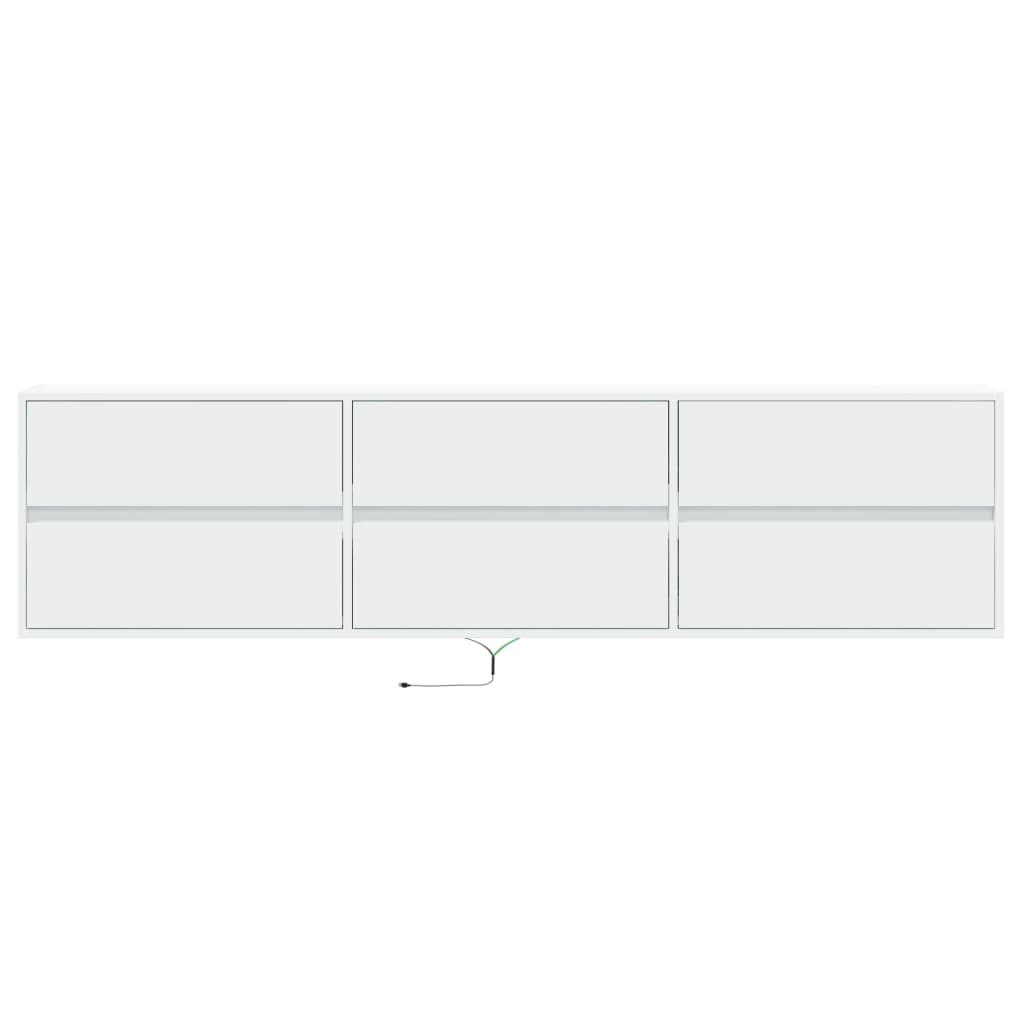 Comodă TV de perete cu lumini LED, alb, 180x31x45 cm