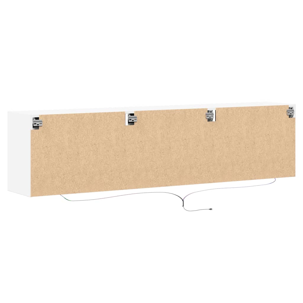 Comodă TV de perete cu lumini LED, alb, 180x31x45 cm