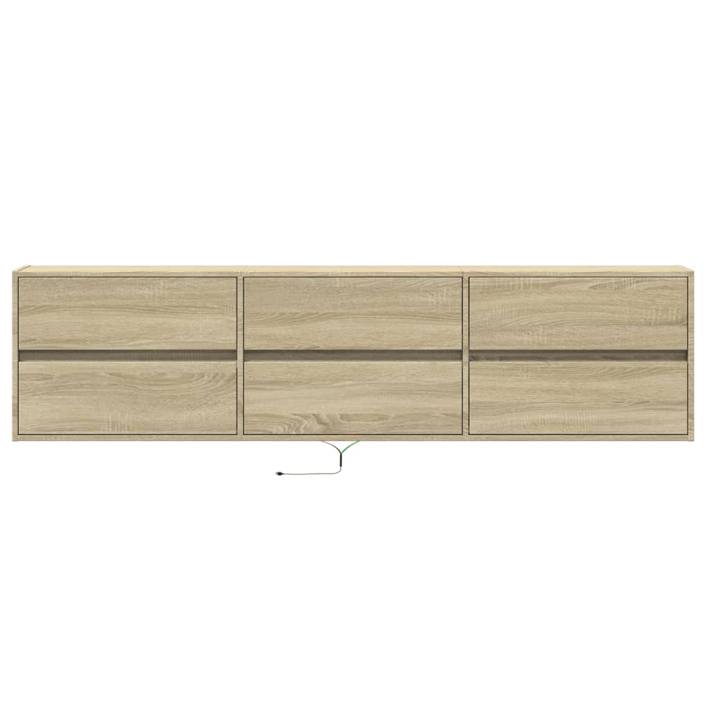 Dulap TV de perete cu lumini LED, stejar sonoma, 180x31x45 cm