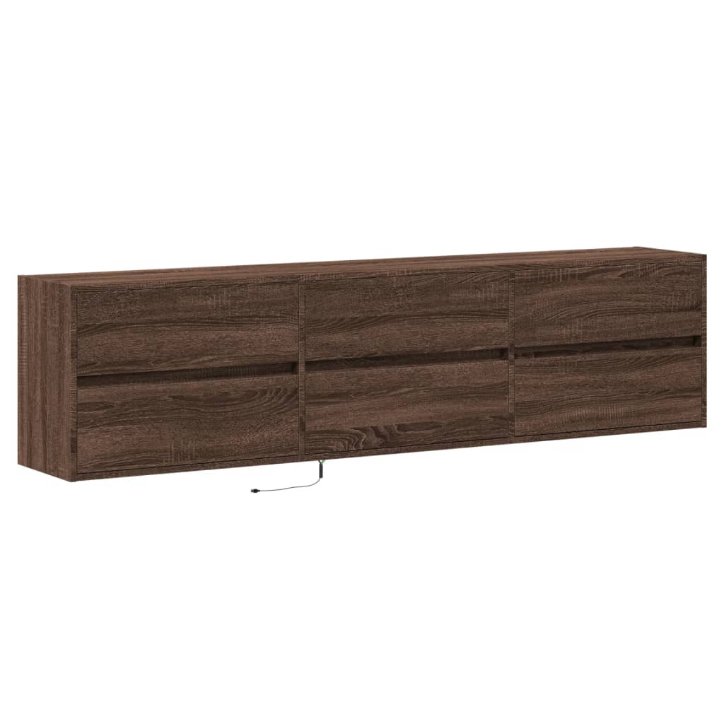 Dulap TV de perete cu lumini LED, stejar maro, 180x31x45 cm