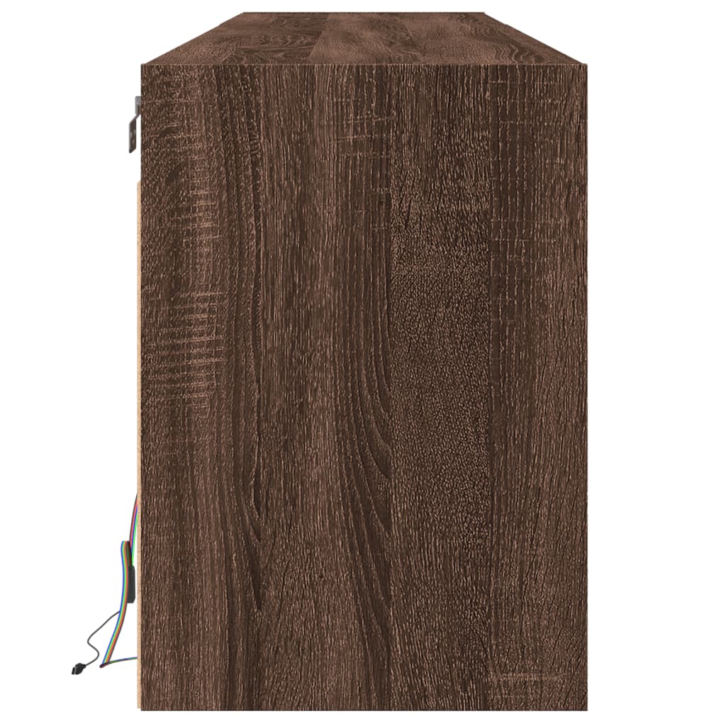 Dulap TV de perete cu lumini LED, stejar maro, 180x31x45 cm