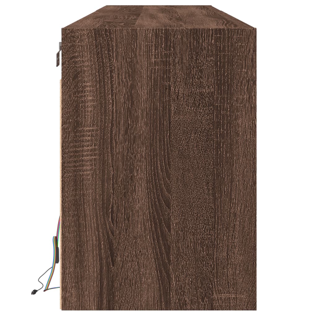 Dulap TV de perete cu lumini LED, stejar maro, 180x31x45 cm