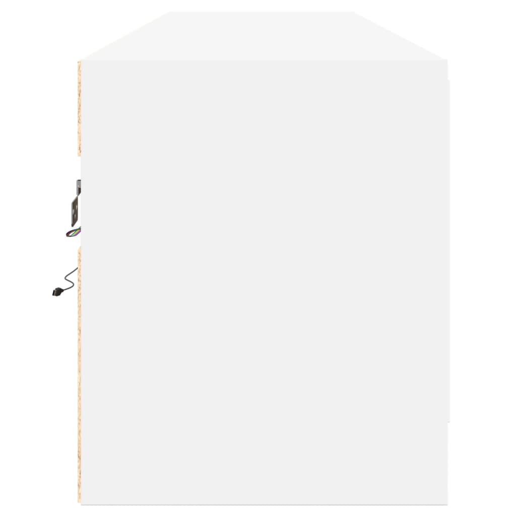 Comodă TV de perete cu lumini LED, alb, 180x31x38 cm