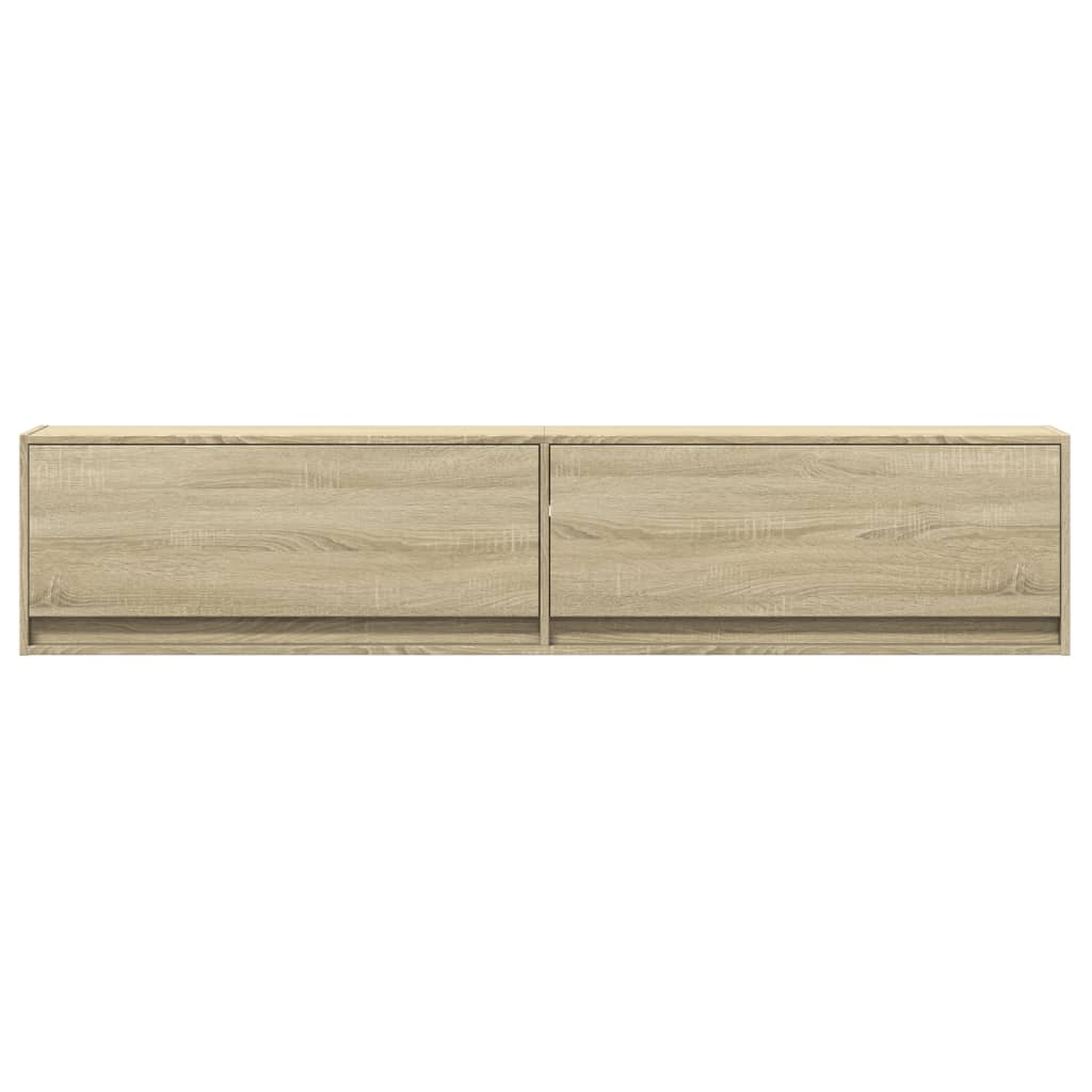 Dulap TV de perete cu lumini LED, stejar sonoma, 180x31x38 cm