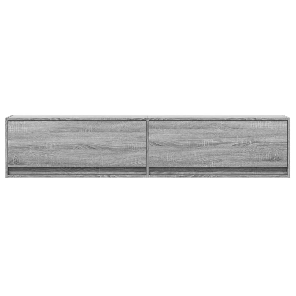 Comodă TV de perete cu lumini LED, gri sonoma, 180x31x38 cm