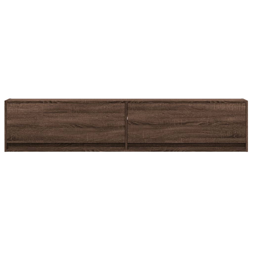Dulap TV de perete cu lumini LED, stejar maro, 180x31x38 cm