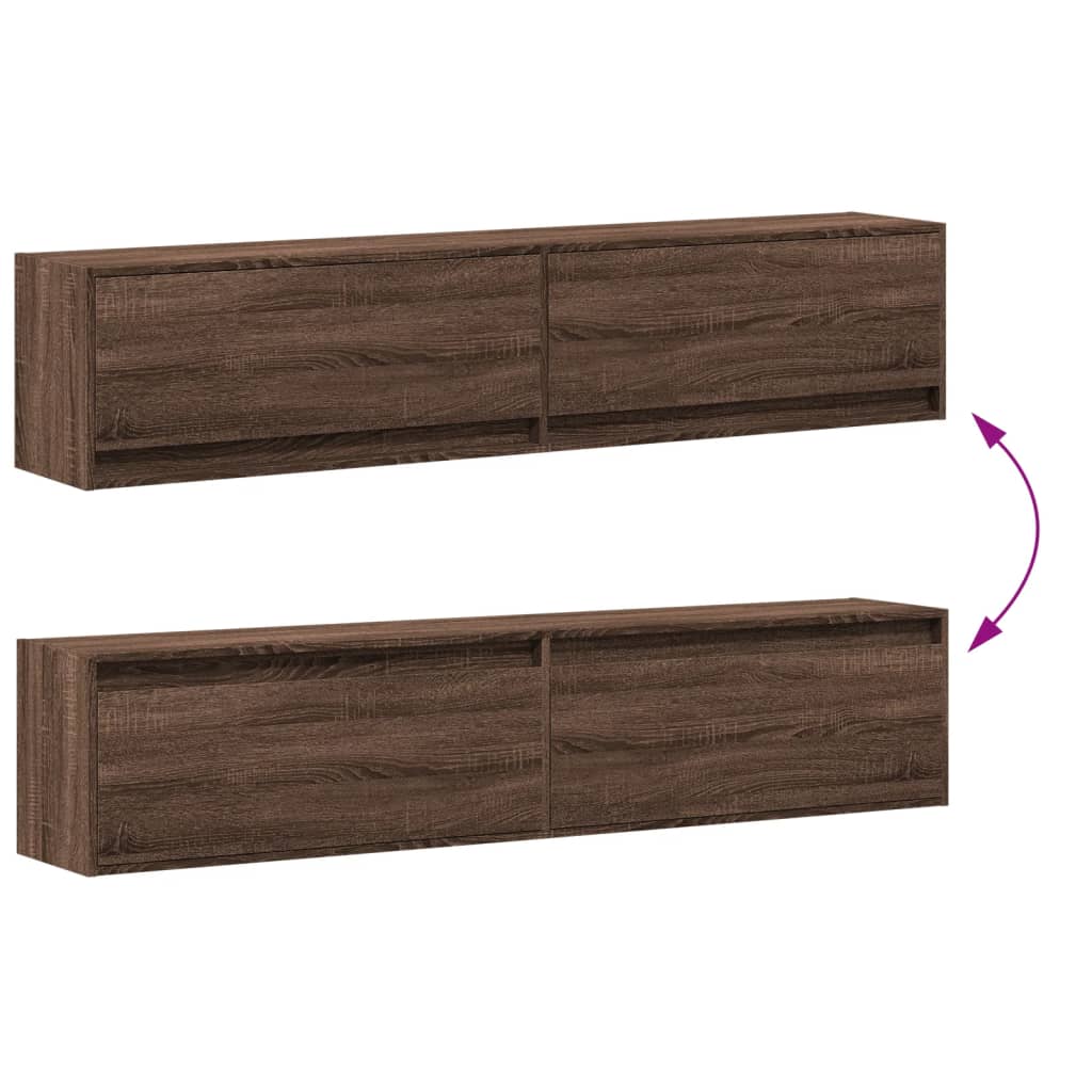 Dulap TV de perete cu lumini LED, stejar maro, 180x31x38 cm
