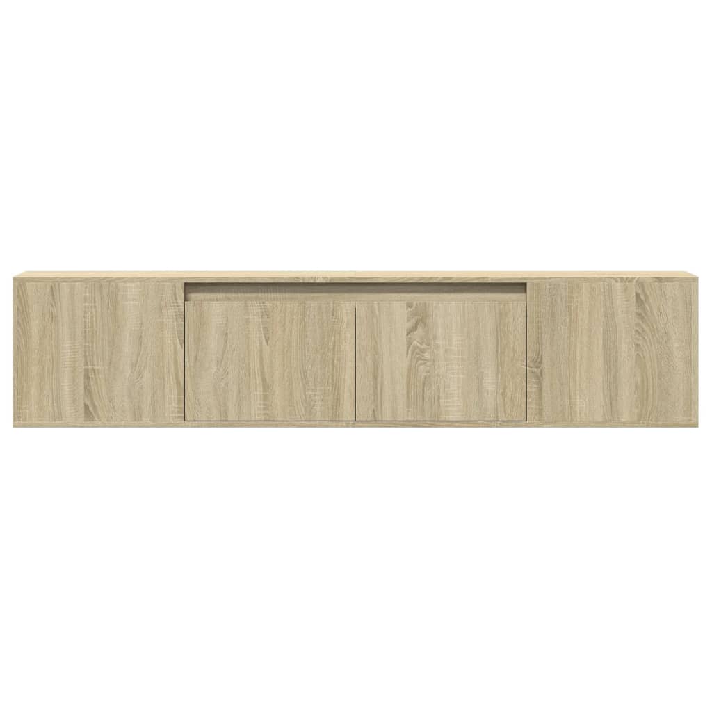 Dulap TV de perete cu lumini LED, stejar sonoma, 180x31x39,5 cm