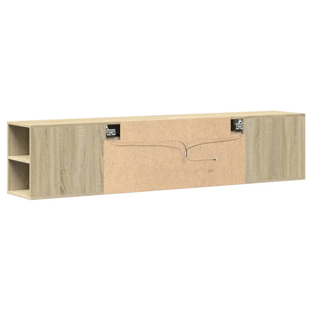 Dulap TV de perete cu lumini LED, stejar sonoma, 180x31x39,5 cm