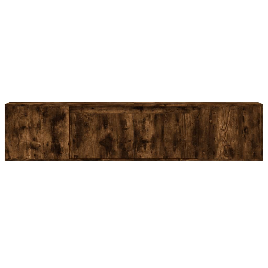 Dulap TV de perete cu lumini LED stejar fumuriu 180x31x39,5 cm