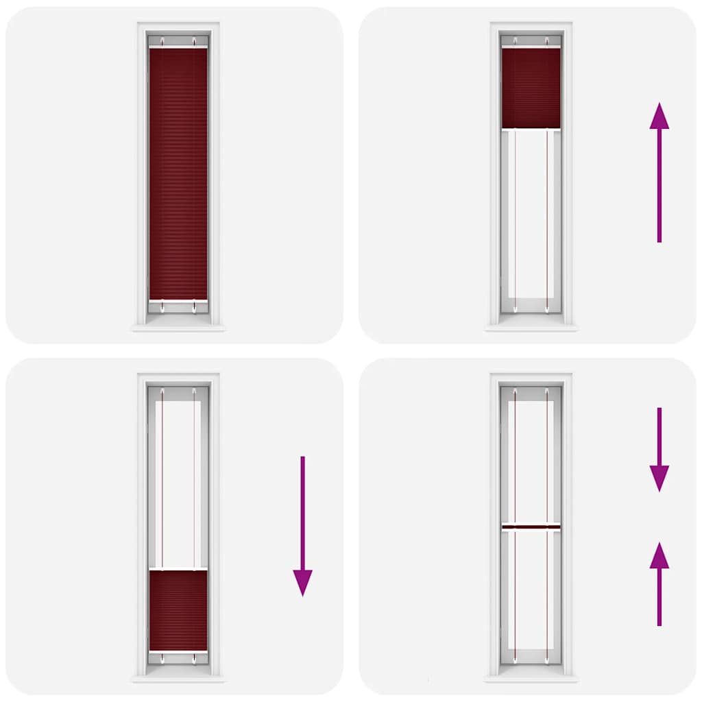Jaluză plisată Bordeaux Roșu 40x200 cm Lățime țesătură 39,4 cm